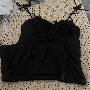 dark navy blue satin dress